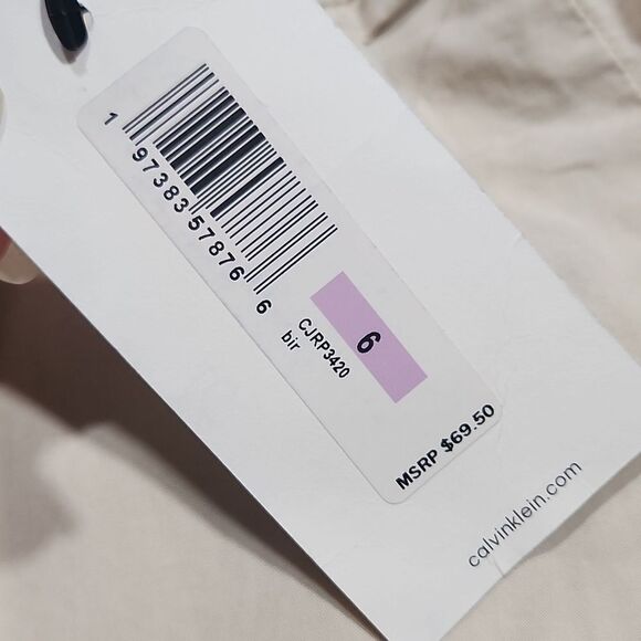 NWT Calvin Klein Chino Khaki Wide Leg Pleated High Waisted Trouser Pant - Picture 3 of 9